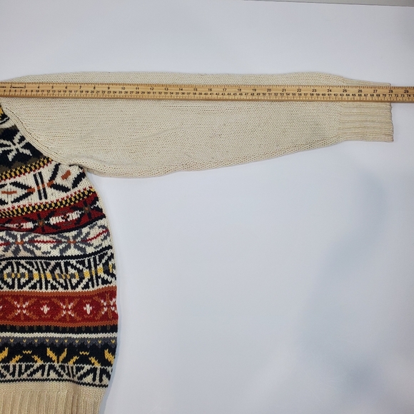 Izod Wool Blend Nordic Winter 1/4 Zip Knit Sweater Size LG Mens Snowflake - Picture 5 of 12